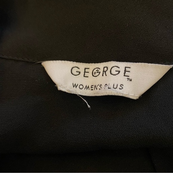 George Button Front Tie Blouse Black - Picture 3 of 4